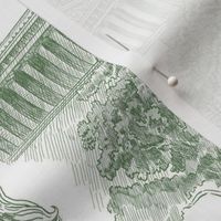 Greek Mythology Toile Olive on White