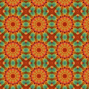 Mandala in Green, Red, Pink, and Yellow
