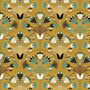 Egyptian art deco on mustard