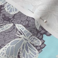 butterflies on lace blue  vertical chevron large