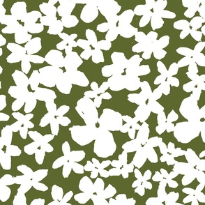 Hand Painted Inky Floral Silhouette | XLg Meadow Green