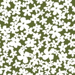 Hand Painted Inky Floral Silhouette | Md Meadow Green