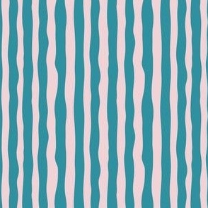 JOY of wonky solid stripe, vertical stripes, lagoon, cotton candy, Small scale