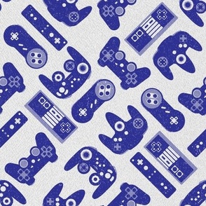 Game Controllers in Blue and White