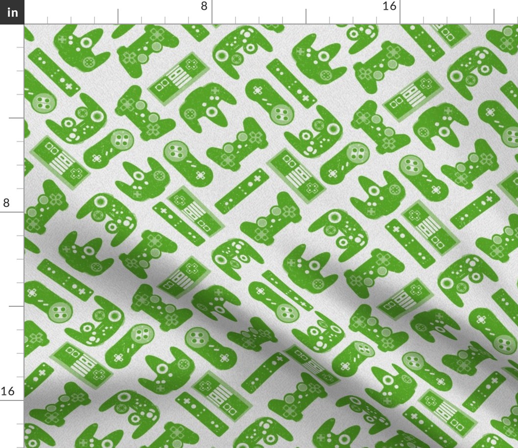 Game Controllers in Green and White