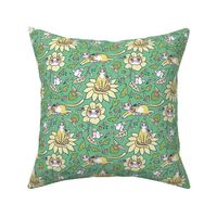 Fall Feline Floral in Green {small}