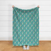 Fall Feline Floral in Teal {small}
