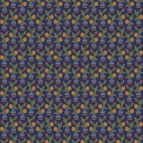 338 - Cactus blooms in a pot - navy blue - 100 Patterns Project: jumbo scale for outdoor furnishings, summer décor, mid western interiors