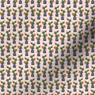 338 - Cactus blooms in a pot - cream background - 100 Patterns Project:   jumbo scale for wallpaper, dining linen, bed linen and soft furnishings