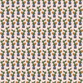 338 - Cactus blooms in a pot - cream background - 100 Patterns Project:   jumbo scale for wallpaper, dining linen, bed linen and soft furnishings