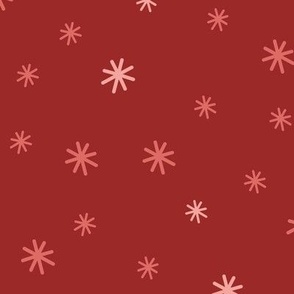 345 - Medium scale Vibrant tangerine red sparkle stars non directional coordinate print - 100 Patterns Project for crafts, kids apparel, soft furnishings