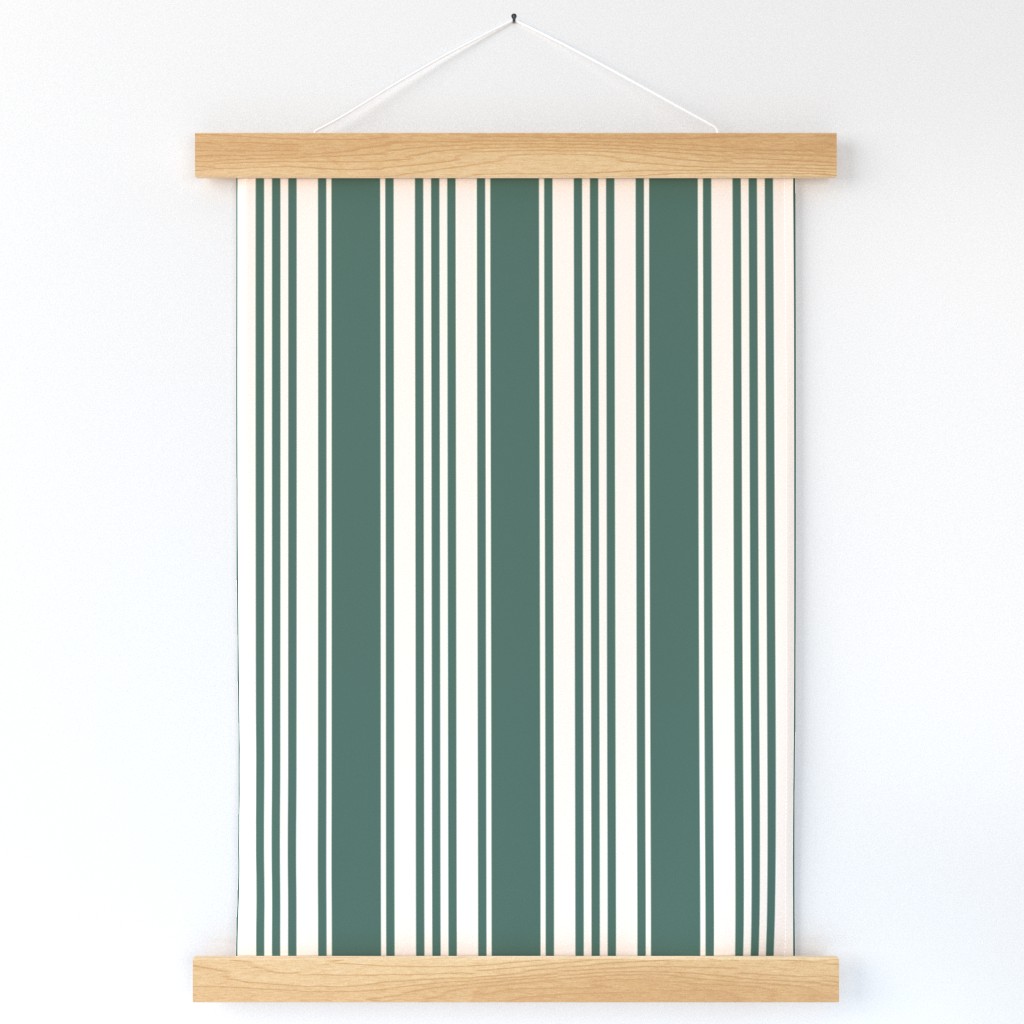 French stripes pine green cream vertical large