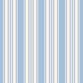 Vintage ticking stripes pastel sky blue cream