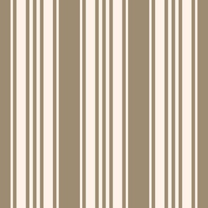 French stripes mushroom brown cream vertical large Wallpaper