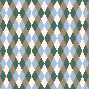 Retro diamonds check mix cream pine green brown Wallpaper