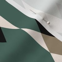 Retro diamonds check diagonal pine green brown Wallpaper