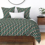 Retro diamonds check diagonal pine green brown Wallpaper