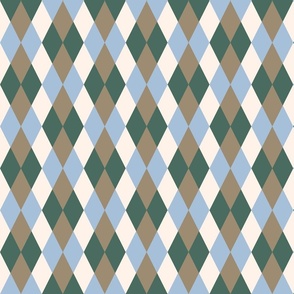 Retro diamonds check cream pine green brown Wallpaper