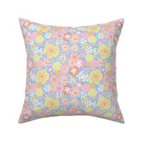 Retro stylised pastel Floral in yellow and pinks