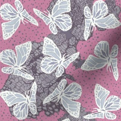 butterflies on lace pink