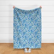 Joy retro flowers blue mint by Jac Slade