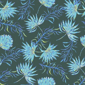 Palm leaves blue tropical green Jumbo Size by Jac Slade