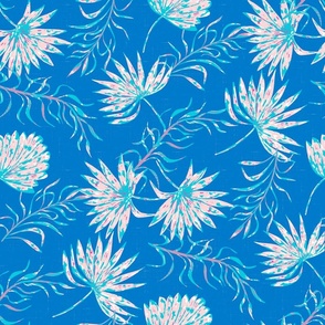 Palm leaves cobalt blue by Jac Slade
