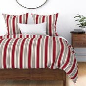 Vintage french ticking stripes red greige cream