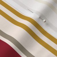 Vintage french ticking stripes red mustard cream