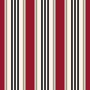 Vintage french ticking stripes red black cream