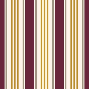 Vintage ticking stripes marsala red mustard cream