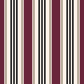 Vintage ticking stripes marsala red black greige