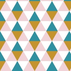 Geometric triangles pink blue mustard