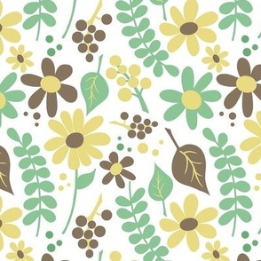 Yellow Green Brown Floral Pattern