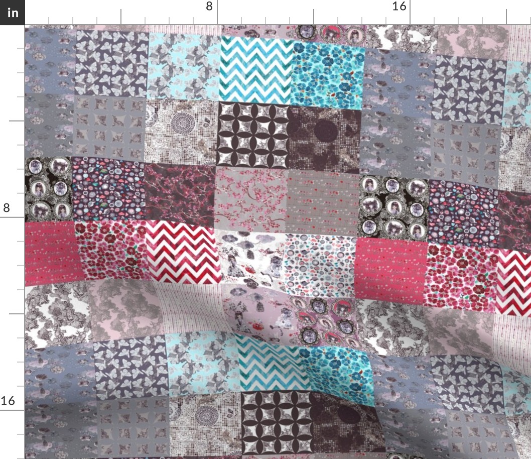 wonderland tiles in patchwork cheater quilt