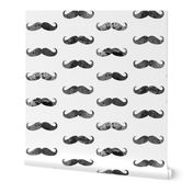 watercolor mustache black and white