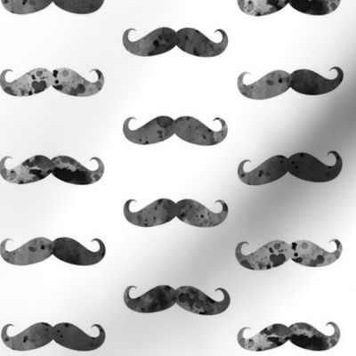 watercolor mustache black and white