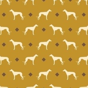 Elegant Greyhound on Mustard Yellow