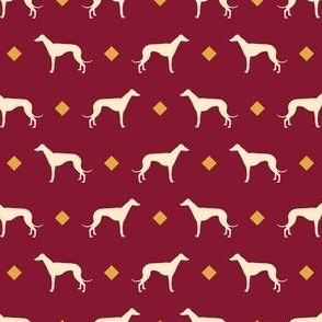 Elegant Greyhound on Burgundy