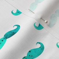 watercolor mustache in aqua