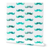 watercolor mustache in aqua