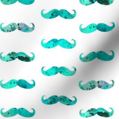 watercolor mustache in aqua