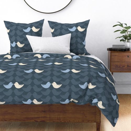 lovebirds navy sky large scale