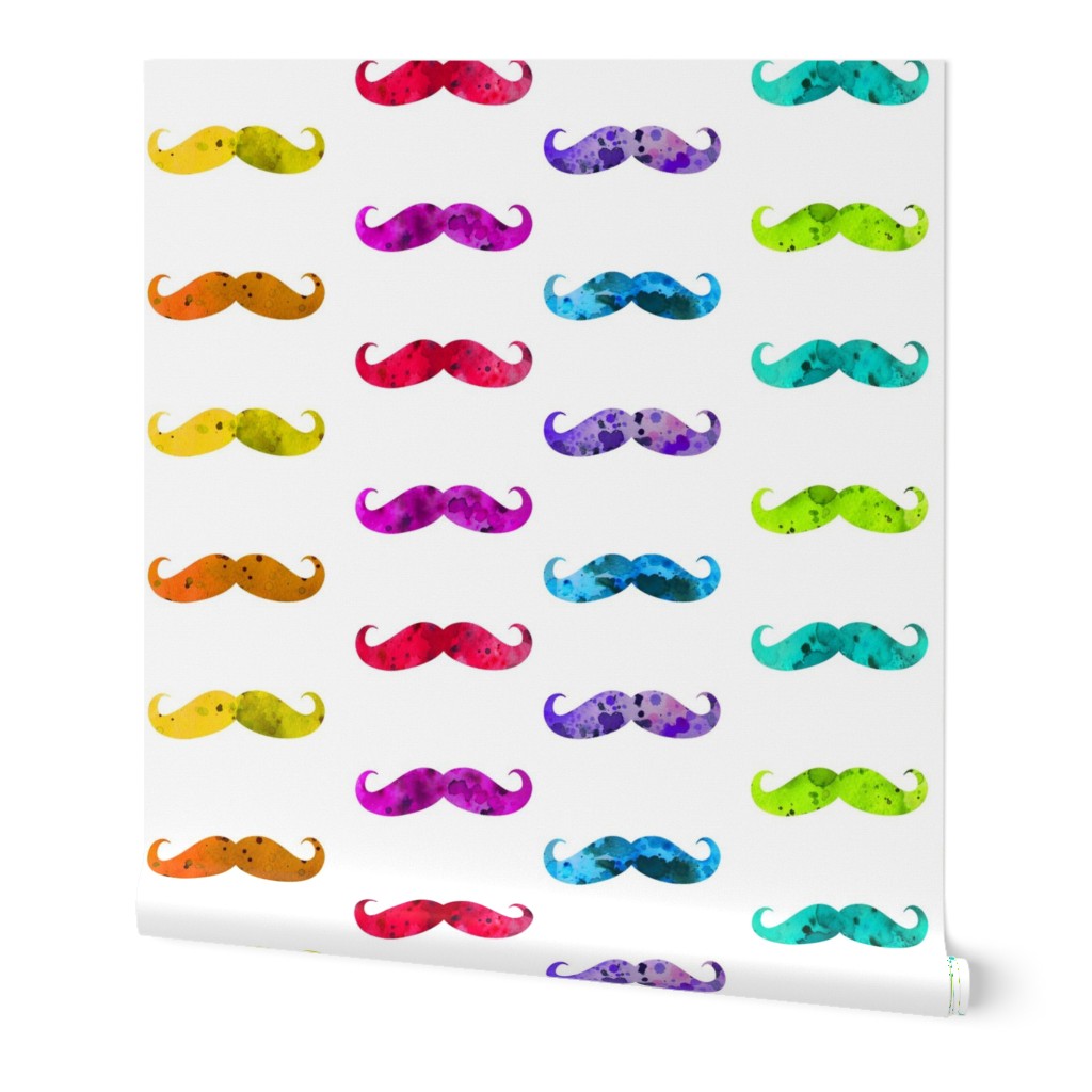 watercolor rainbow mustaches