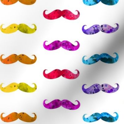 watercolor rainbow mustaches