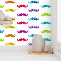 watercolor rainbow mustaches