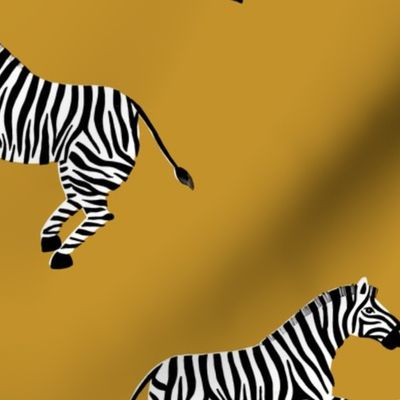 Galloping Zebras on Mustard