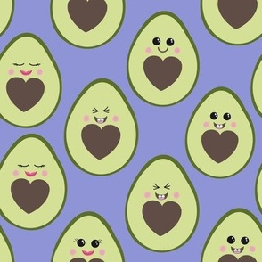 Kawaii Avocado party on purple 