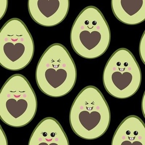 Kawaii Avocado party on black