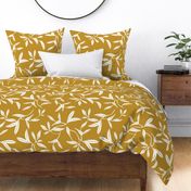 Windham - Botanical Leaves Goldenrod Yellow White Large Scale